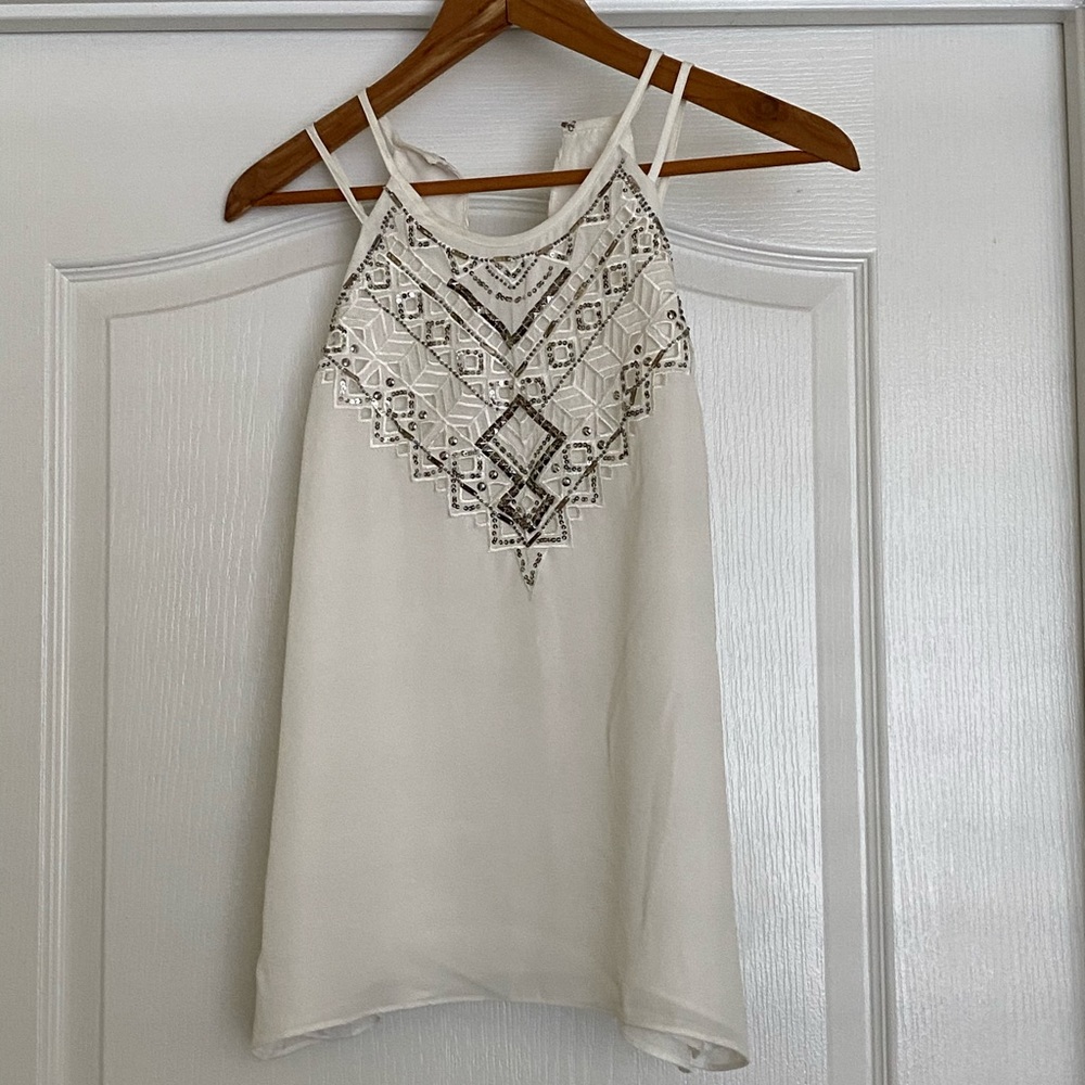 White, beaded/embroidered blouse